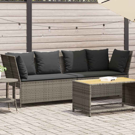 JUNG Vida Gartensofa mit Kissen Grau Poly Rattan