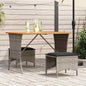 JUNG Vida 3-tlg. Garten-Essgruppe mit Kissen Grau Poly Rattan