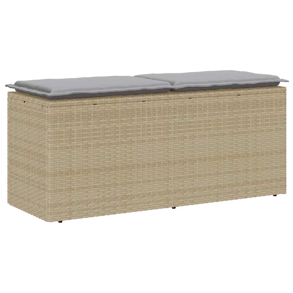 JUNG Vida Gartenbank mit Kissen Beige 110x40x44 cm Poly Rattan