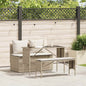 JUNG Vida 3-tlg. Garten-Essgruppe mit Kissen Beige Poly Rattan