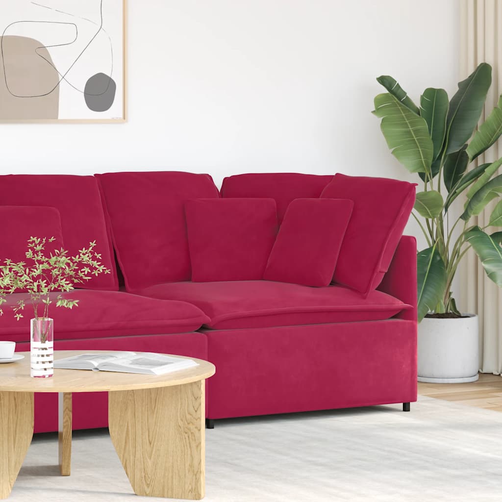 JUNG Vida Modulares Sofa Eckmodul mit Kissen Weinrot 100 cm