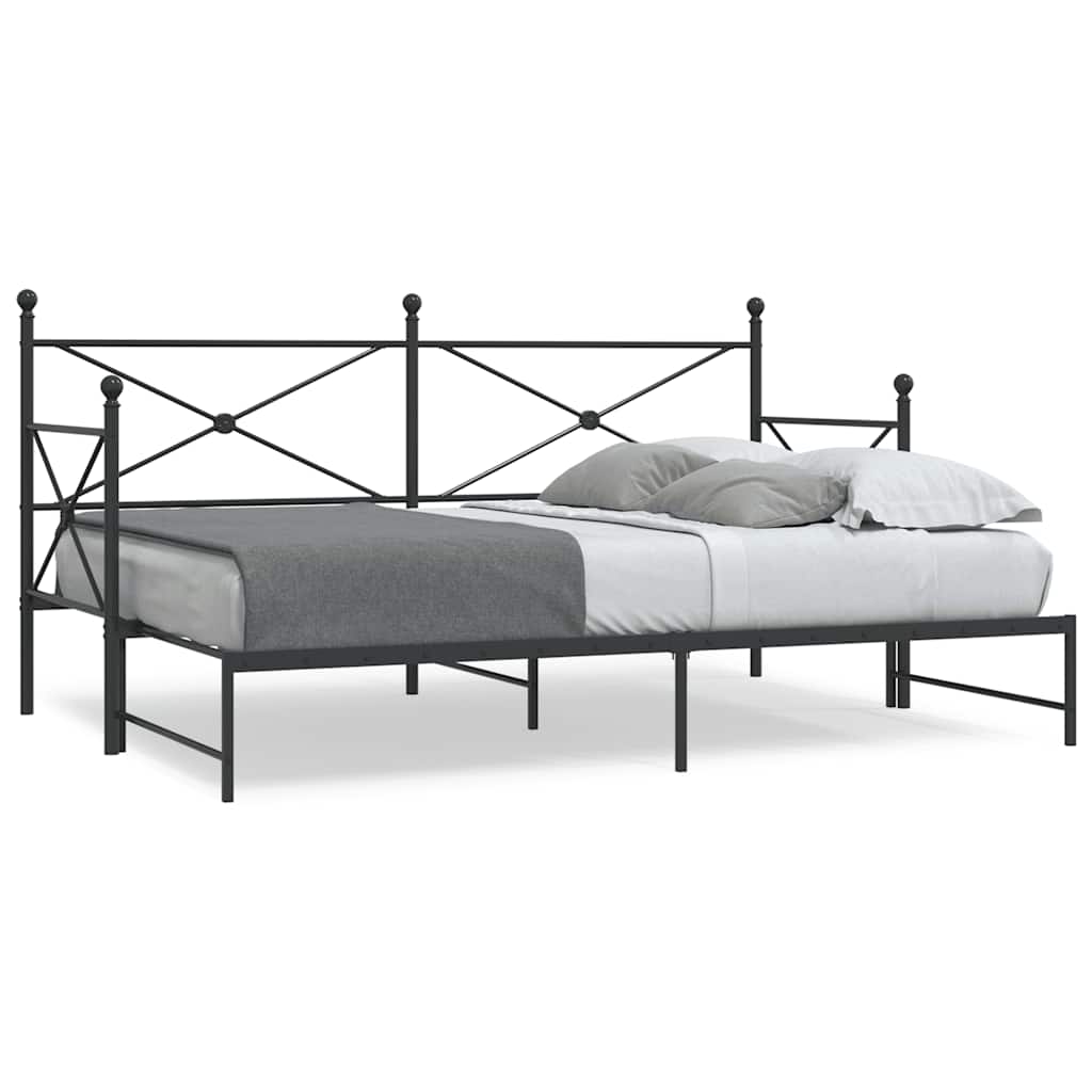 JUNG Vida Tagesbett Ausziehbar ohne Matratze Schwarz 90x190 cm Stahl