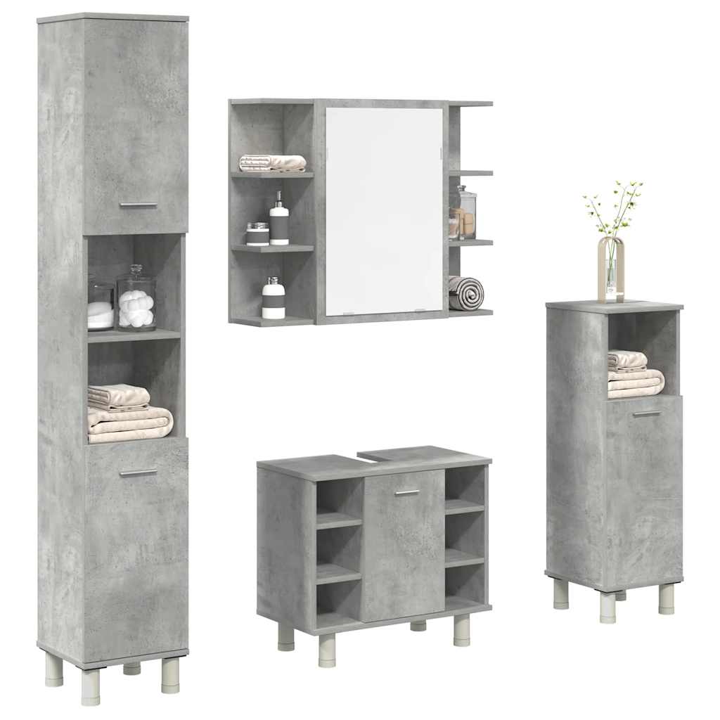 JUNG Vida 4-tlg. Badmöbel-Set Betongrau Holzwerkstoff