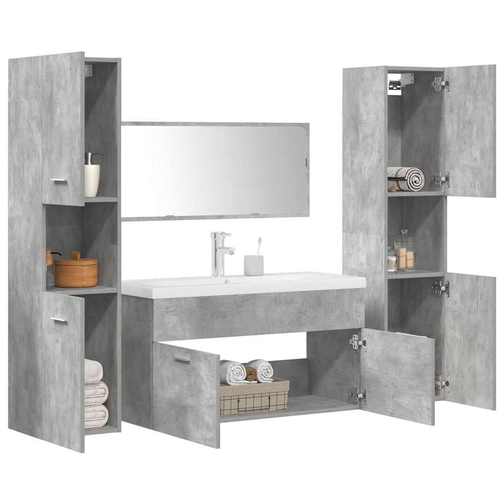 JUNG Vida 5-tlg. Badmöbel-Set Betongrau Holzwerkstoff