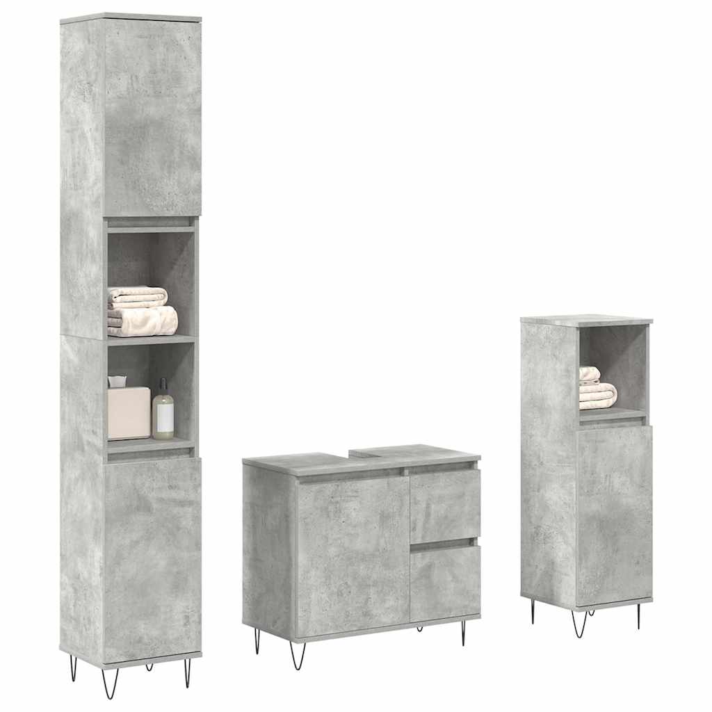 JUNG Vida 3-tlg. Badmöbel-Set Betongrau Holzwerkstoff