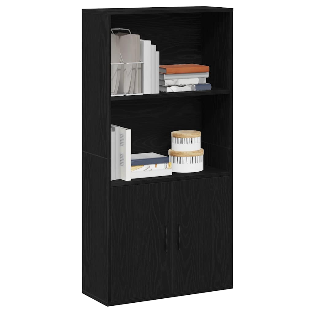 JUNG Vida Bücherregal Schwarz Eichen-Optik 60x24x120 cm Holzwerkstoff