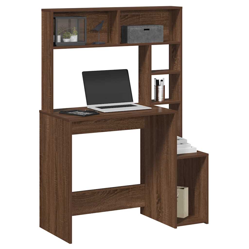 JUNG Vida Schreibtisch mit Regal Braun Eichen-Optik 100x45x140 cm