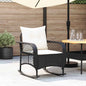 JUNG Vida Garten-Schaukelstuhl mit Kissen Schwarz Poly Rattan