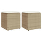 JUNG Vida Gartenhocker mit Kissen 2 Stk. Beige 40x40x43 cm Poly Rattan