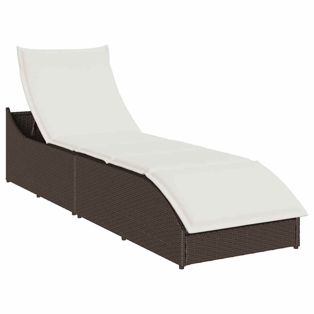 JUNG Vida Klappliege mit Auflage und Stauraum Braun Poly-Rattan