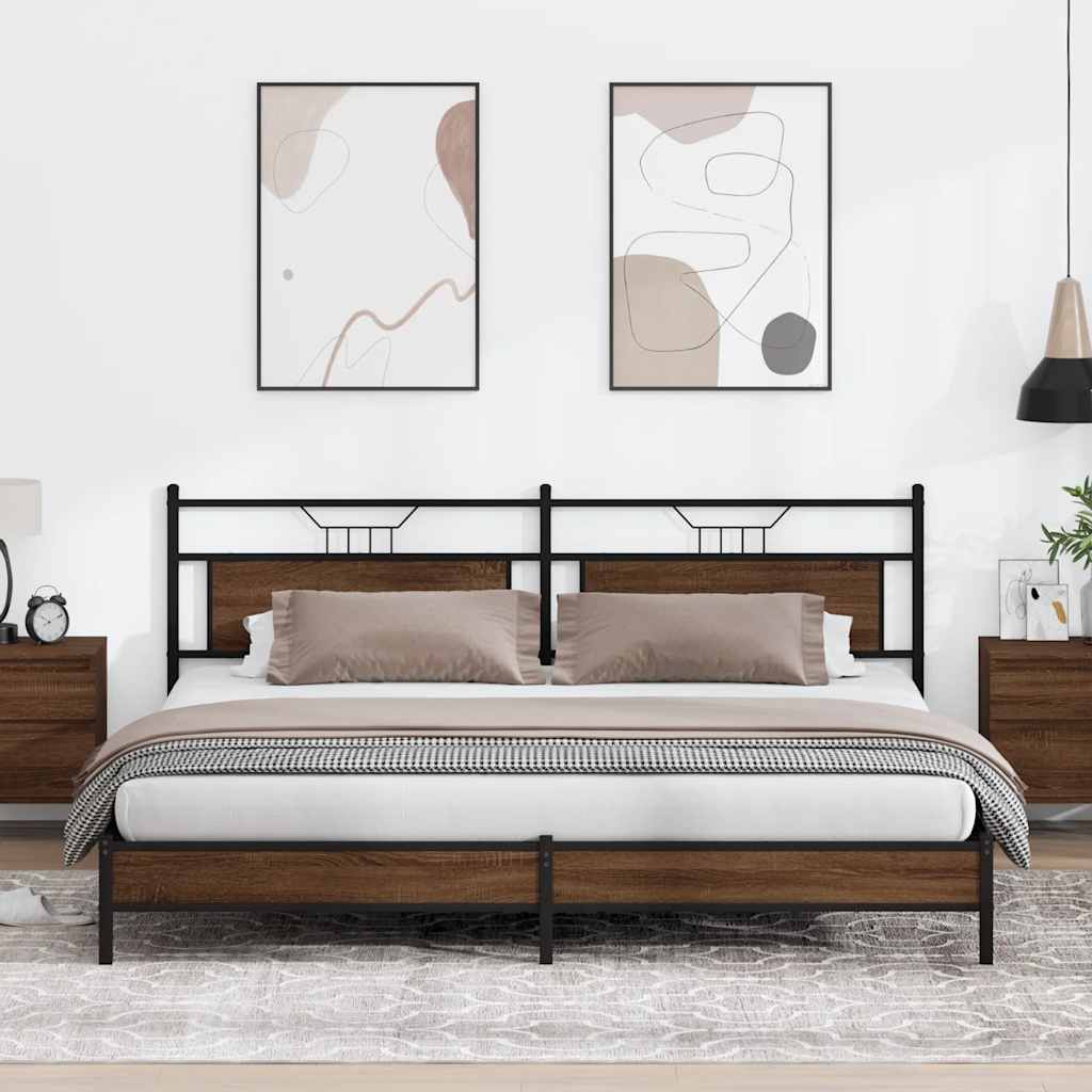 JUNG Vida Metallbett ohne Matratze Braun Eichen-Optik 193x201 cm
