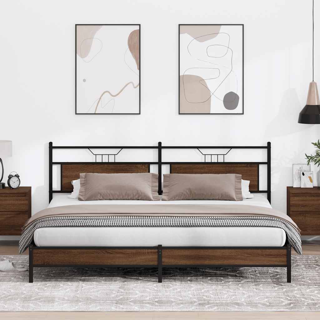 JUNG Vida Metallbett ohne Matratze Braun Eichen-Optik 200x200 cm