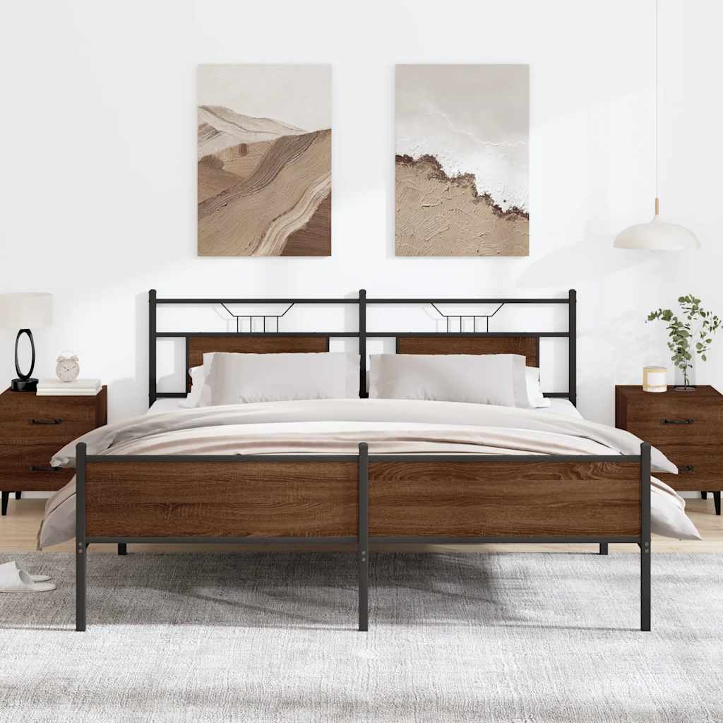JUNG Vida Metallbett ohne Matratze Braun Eichen-Optik 180x200 cm