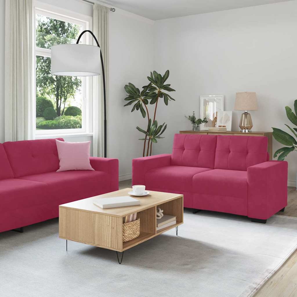 JUNG Vida Sofa Set 3 pcs Wind Rot 221 x 80 x 80 cm Samt