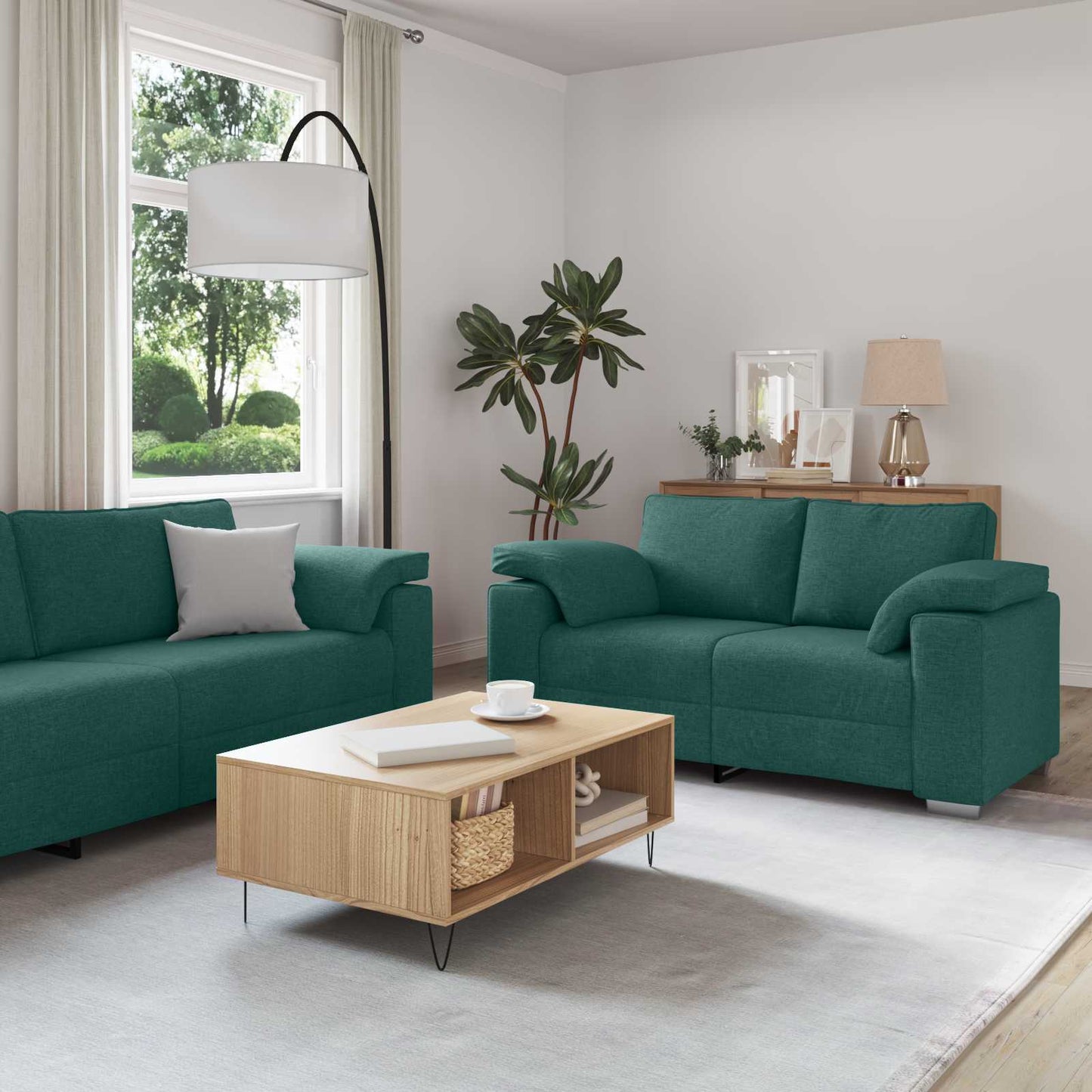 JUNG Vida Sofa 3 pcs Dunkelgrün 219 x 80 x 82 cm Leinenmischgewebe