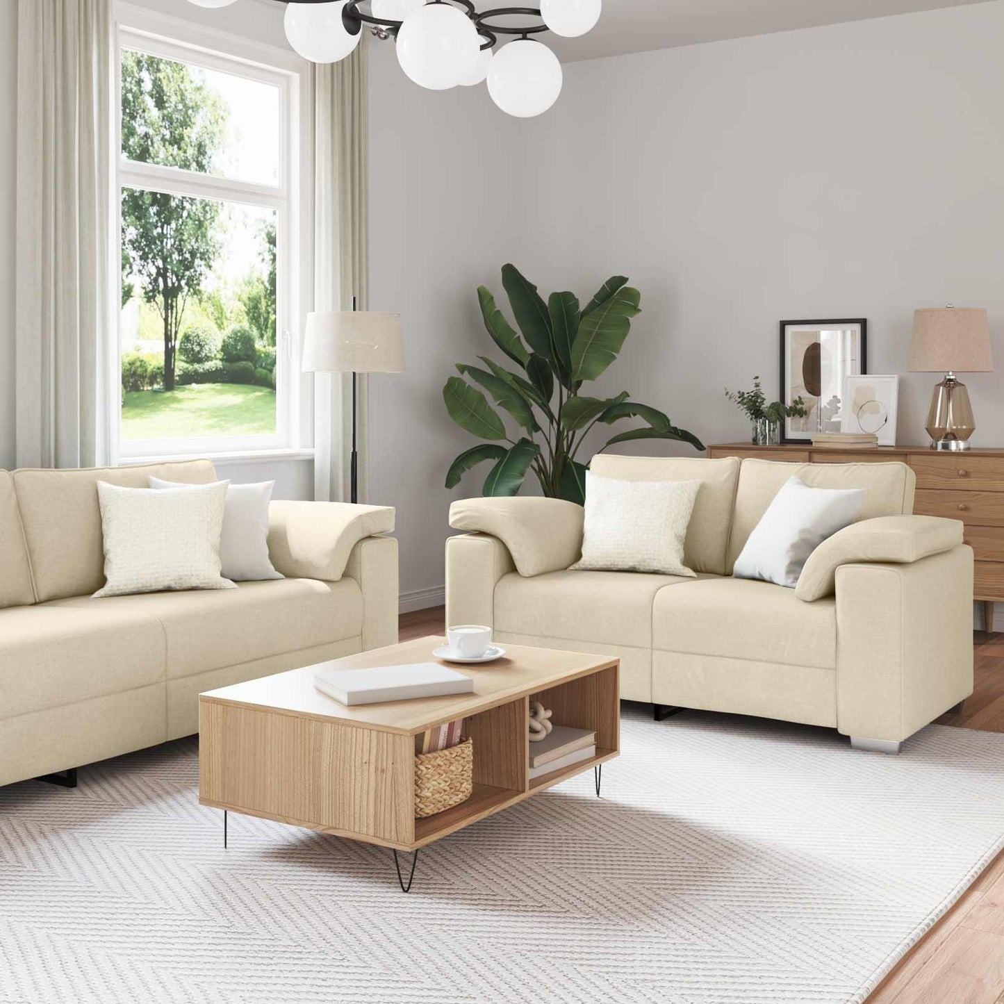 JUNG Vida Sofa 3 pcs Creme 219 x 80 x 82 cm Leinenmischgewebe