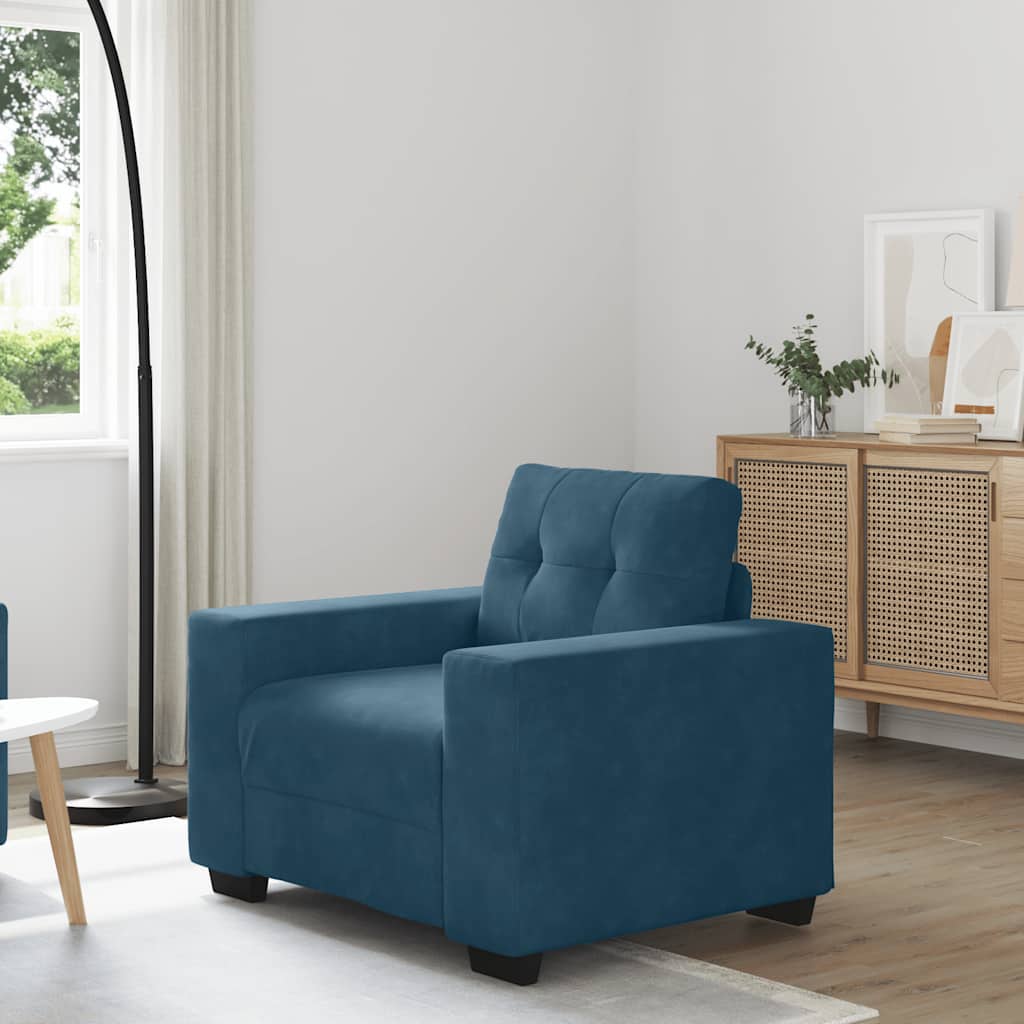 JUNG Vida Sessel Blau 100x78x80 cm Samt