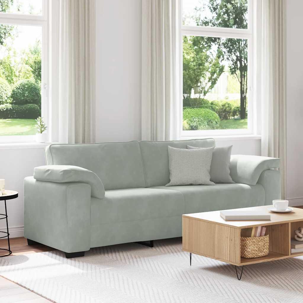 JUNG Vida 3-Sitzer-Sofa Hellgrau 220x77x82 cm Samt