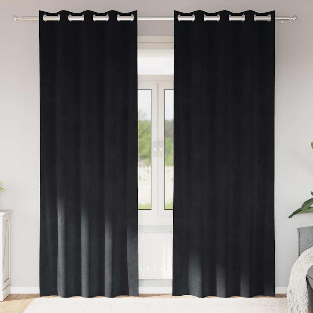 JUNG Vida Verdunkelungsvorhänge 2 pcs Schwarz 140 x 260 cm Samt
