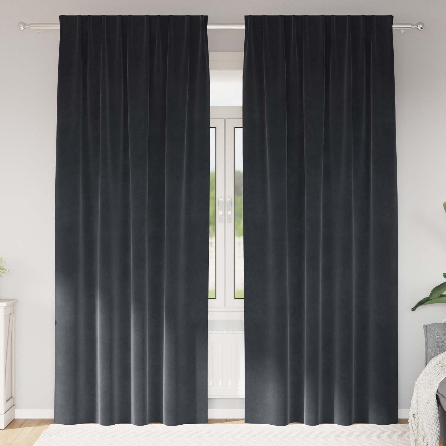 JUNG Vida Verdunkelungsvorhänge 2 pcs Dunkelgrau 140 x 260 cm Samt