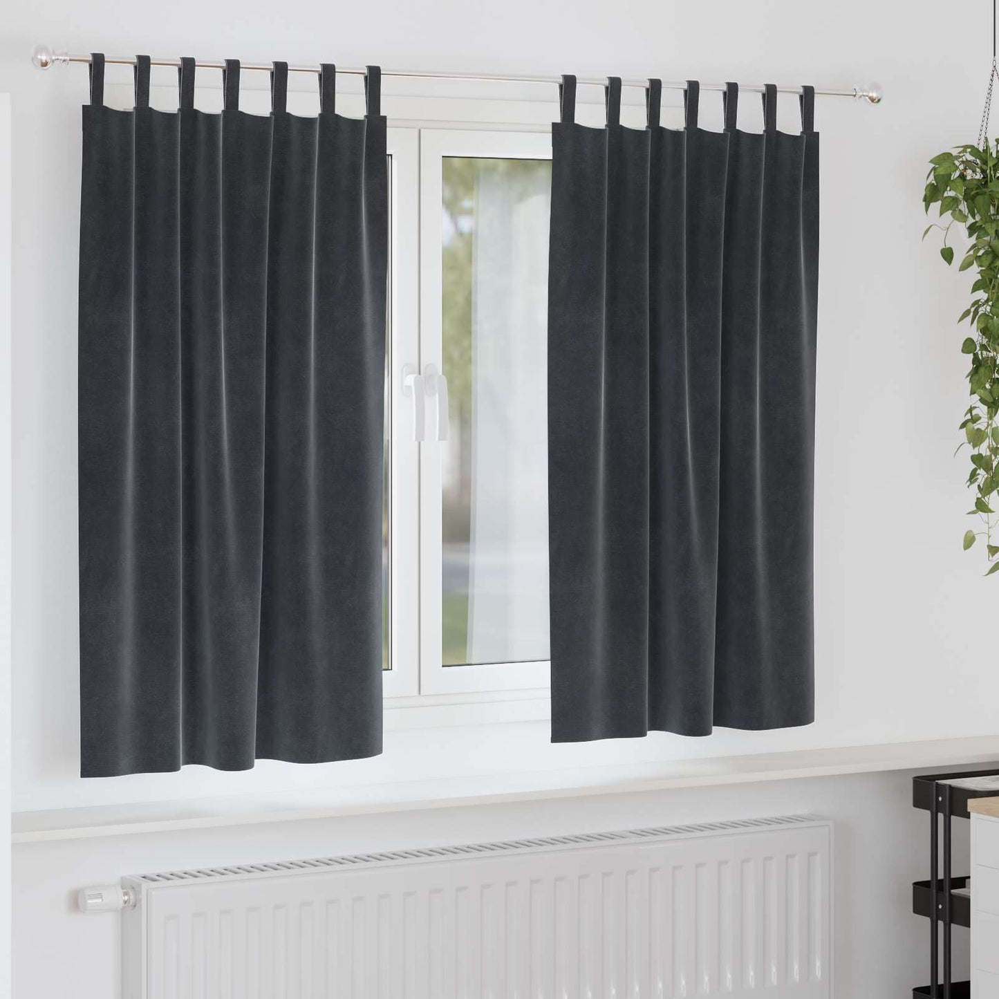 JUNG Vida Verdunkelungsvorhänge 2 pcs Dunkelgrau 140 x 175 cm Samt