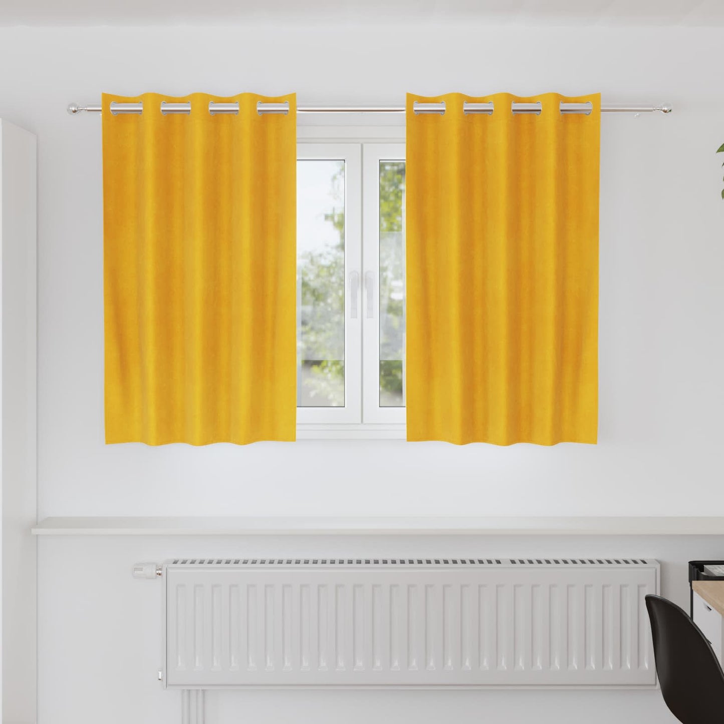 JUNG Vida Verdunkelungsvorhänge 2 pcs Senfgelb 140 x 140 cm Samt