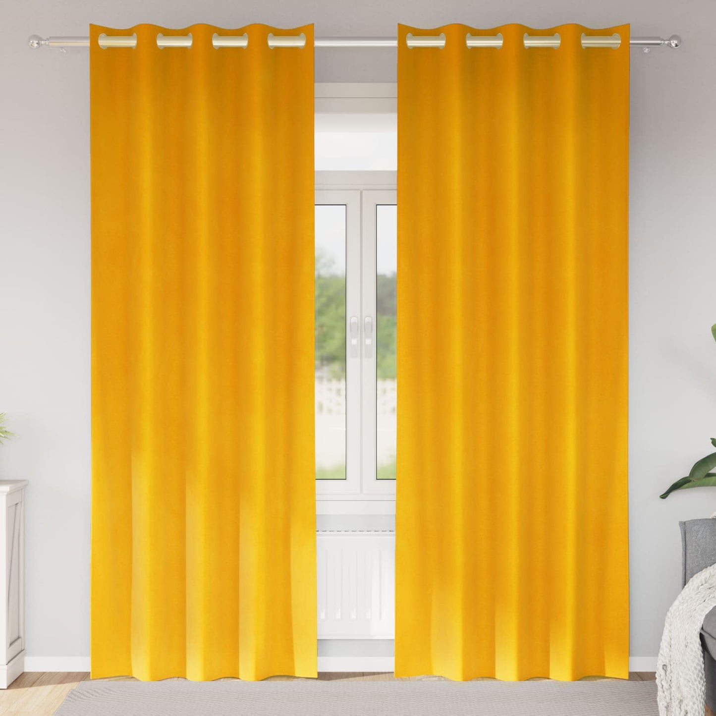 JUNG Vida Verdunkelungsvorhänge 2 pcs Senfgelb 140 x 225 cm Samt