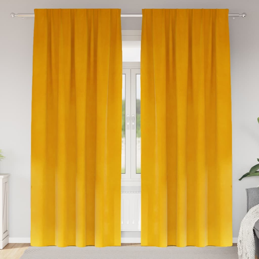 JUNG Vida Verdunkelungsvorhänge 2 pcs Senfgelb 140 x 225 cm Samt