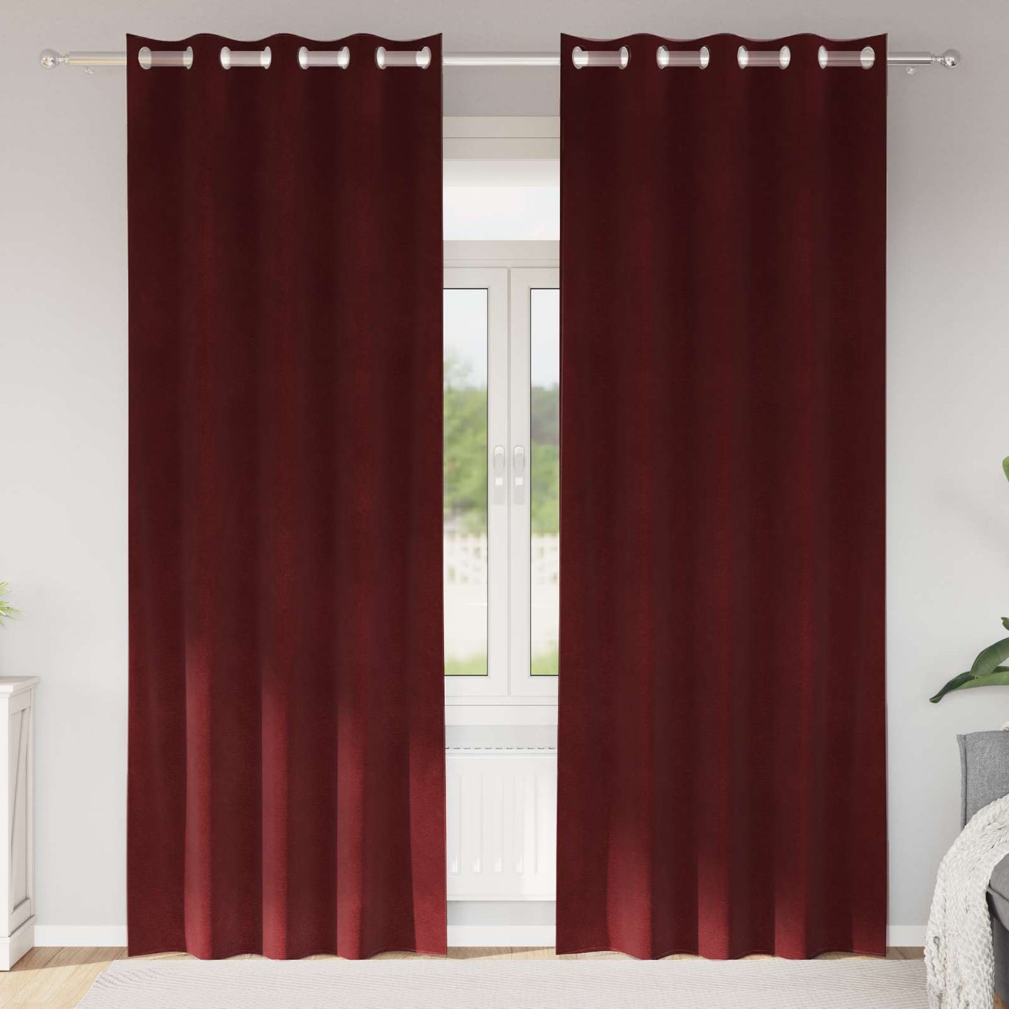 JUNG Vida Verdunkelungsvorhänge 2 pcs Weinrot 140 x 260 cm Samt