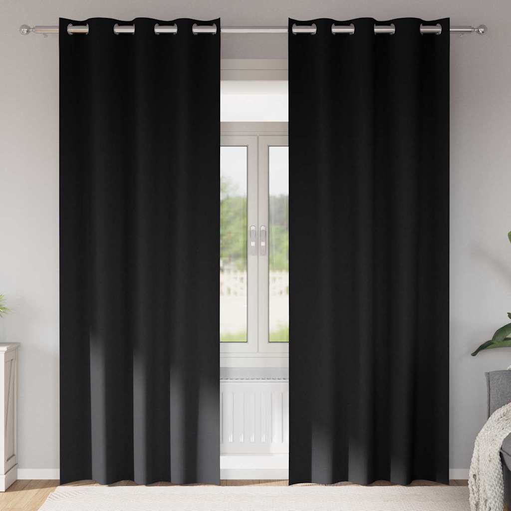 JUNG Vida Verdunkelungs-Vorhänge mit Ringen 2 pcs Schwarz 225 x 140 cm