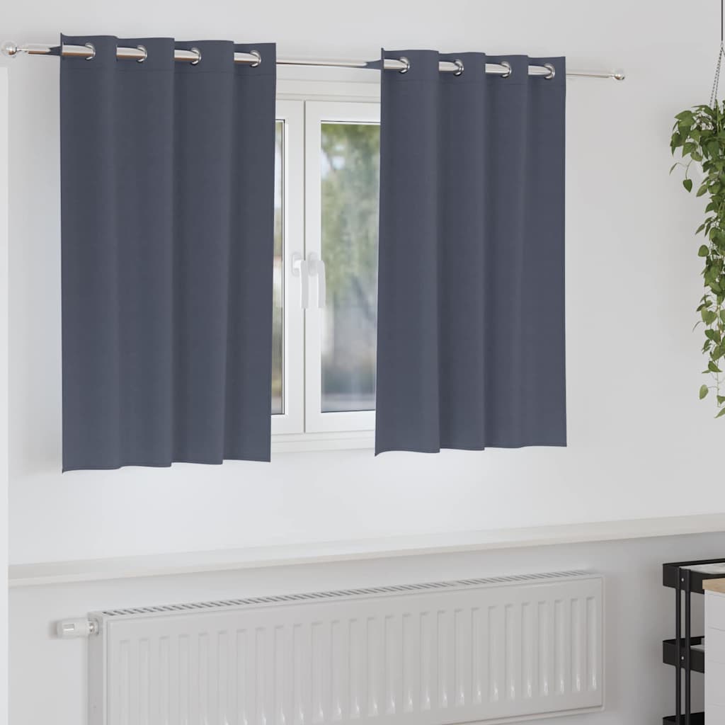 JUNG Vida Verdunkelungs-Vorhänge mit Ringen 2 pcs Anthrazit 140 x 140 cm