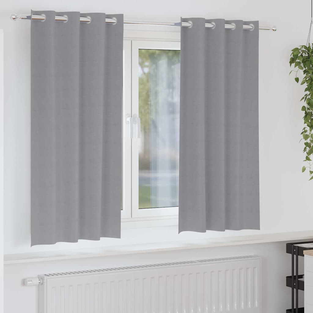 JUNG Vida Verdunkelungs-Vorhänge mit Ringen 2 pcs Hellgrau 175 x 140 cm