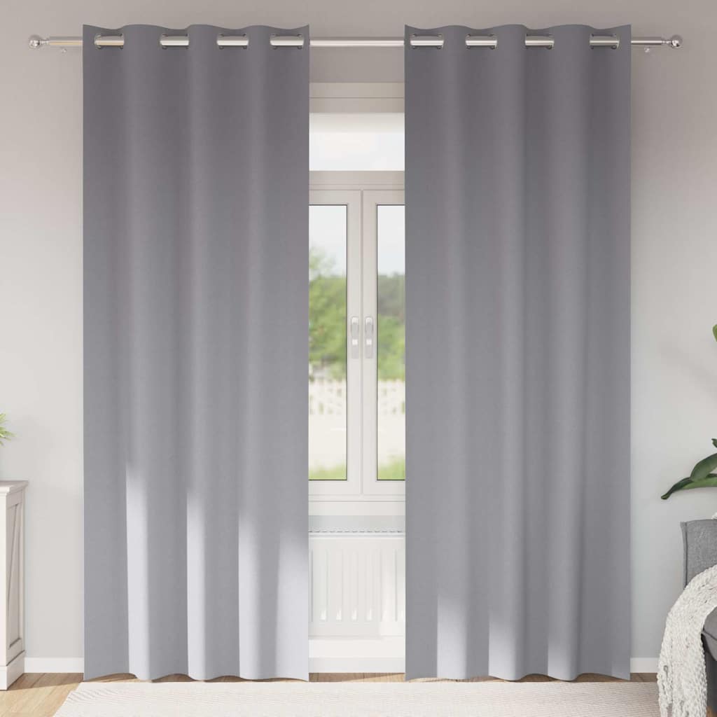 JUNG Vida Verdunkelungs-Vorhänge mit Ringen 2 pcs Hellgrau 225 x 140 cm