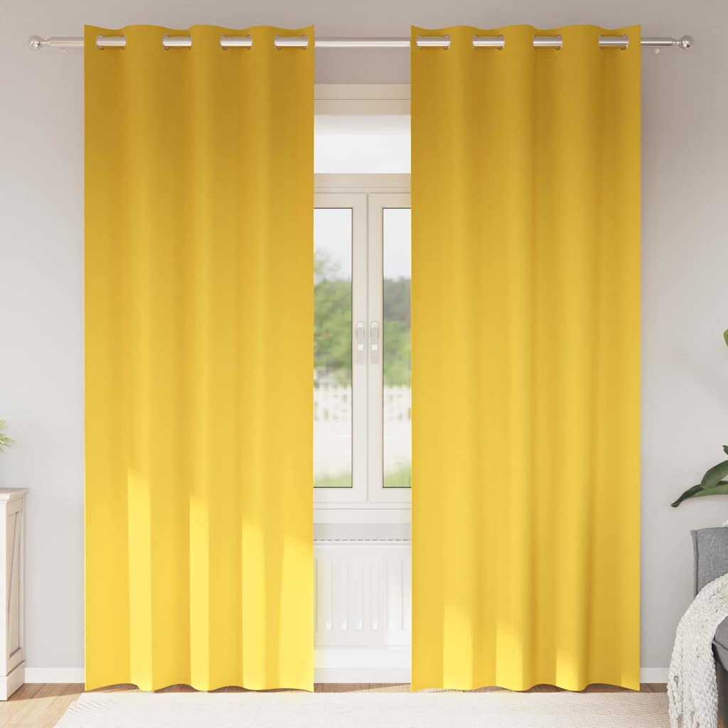 JUNG Vida Verdunkelungs-Vorhänge mit Ringen 2 pcs Senfgelb 245 x 140 cm
