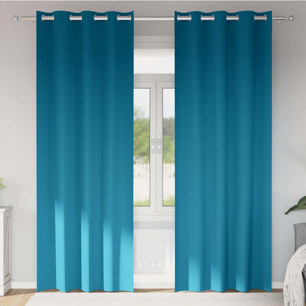 JUNG Vida Verdunkelungs-Vorhänge mit Ringen 2 pcs Türkis 245 x 140 cm
