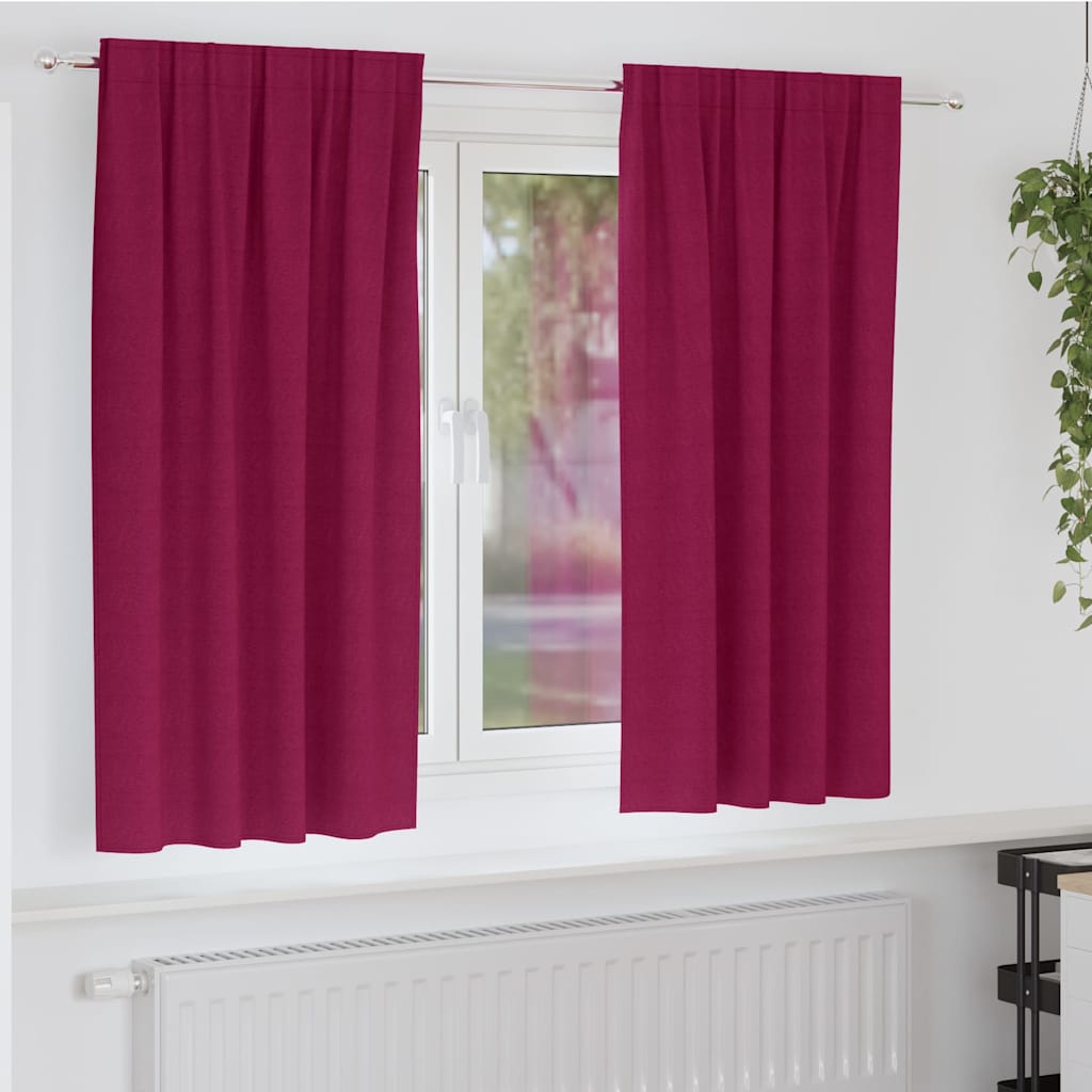 JUNG Vida Verdunkelungs-Vorhänge mit Ringen 2 pcs Weinrot 175 x 140 cm