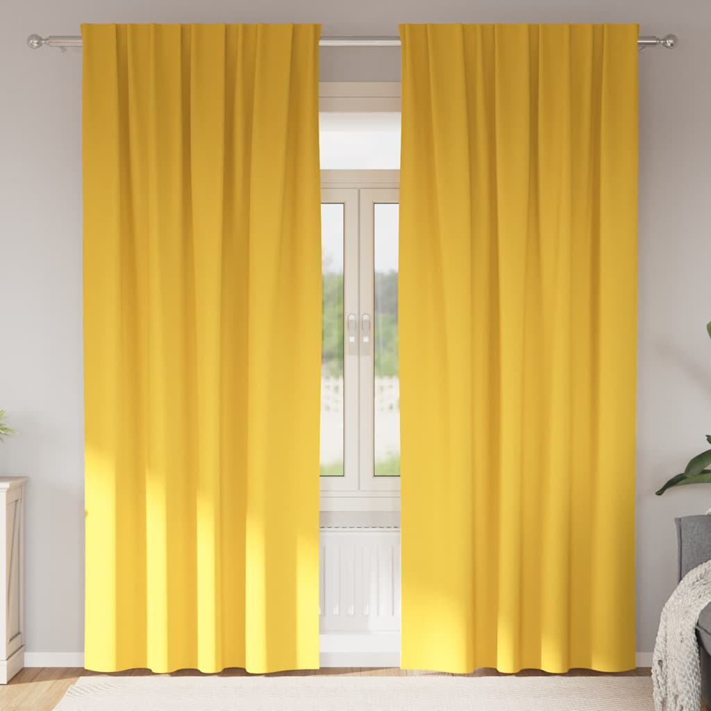 JUNG Vida Verdunkelungs-Vorhänge mit Ringen 2 pcs Senfgelb 260 x 140 cm