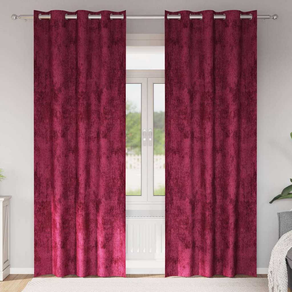 JUNG Vida Samtvorhänge mit Vorhängen 2 pcs Weinrot 260 x 140 cm Samt