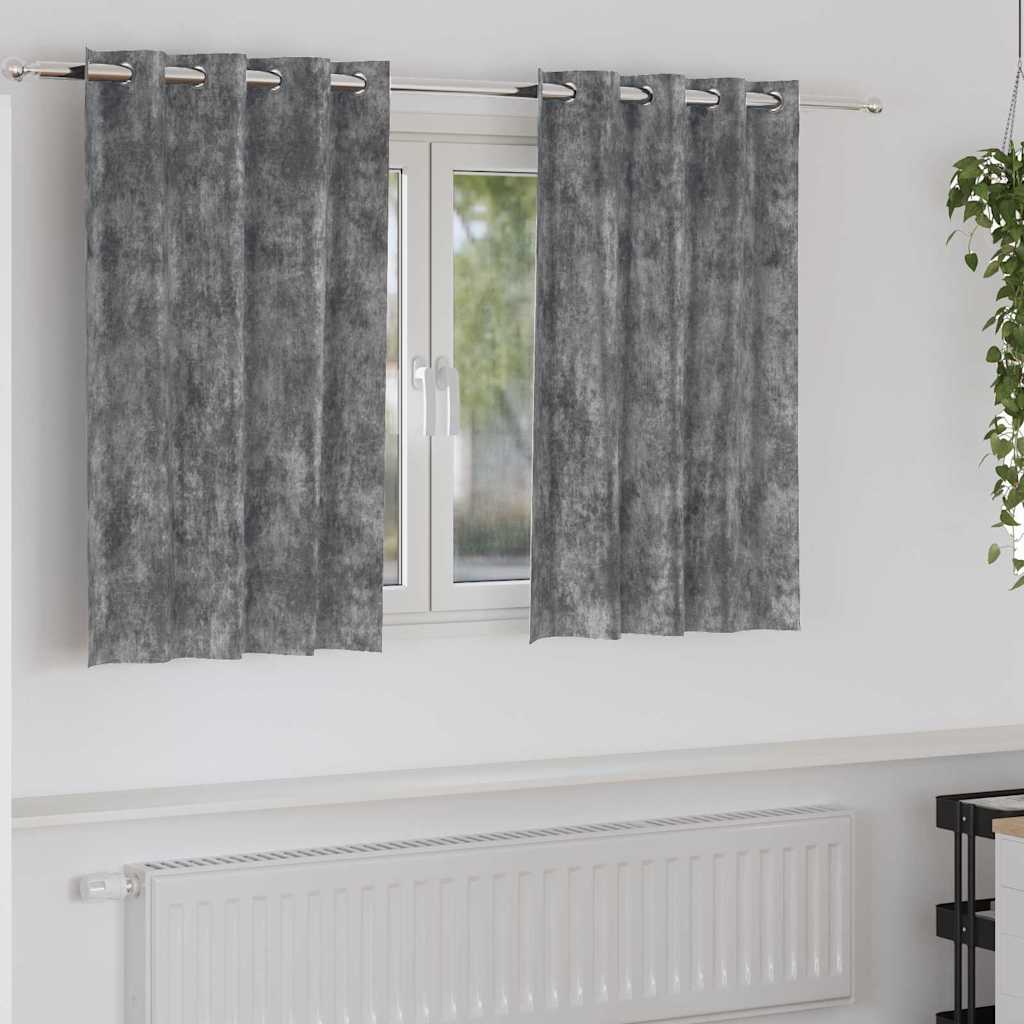 JUNG Vida Samtvorhänge mit Vorhängen 2 pcs Grau 140 x 140 cm Samt