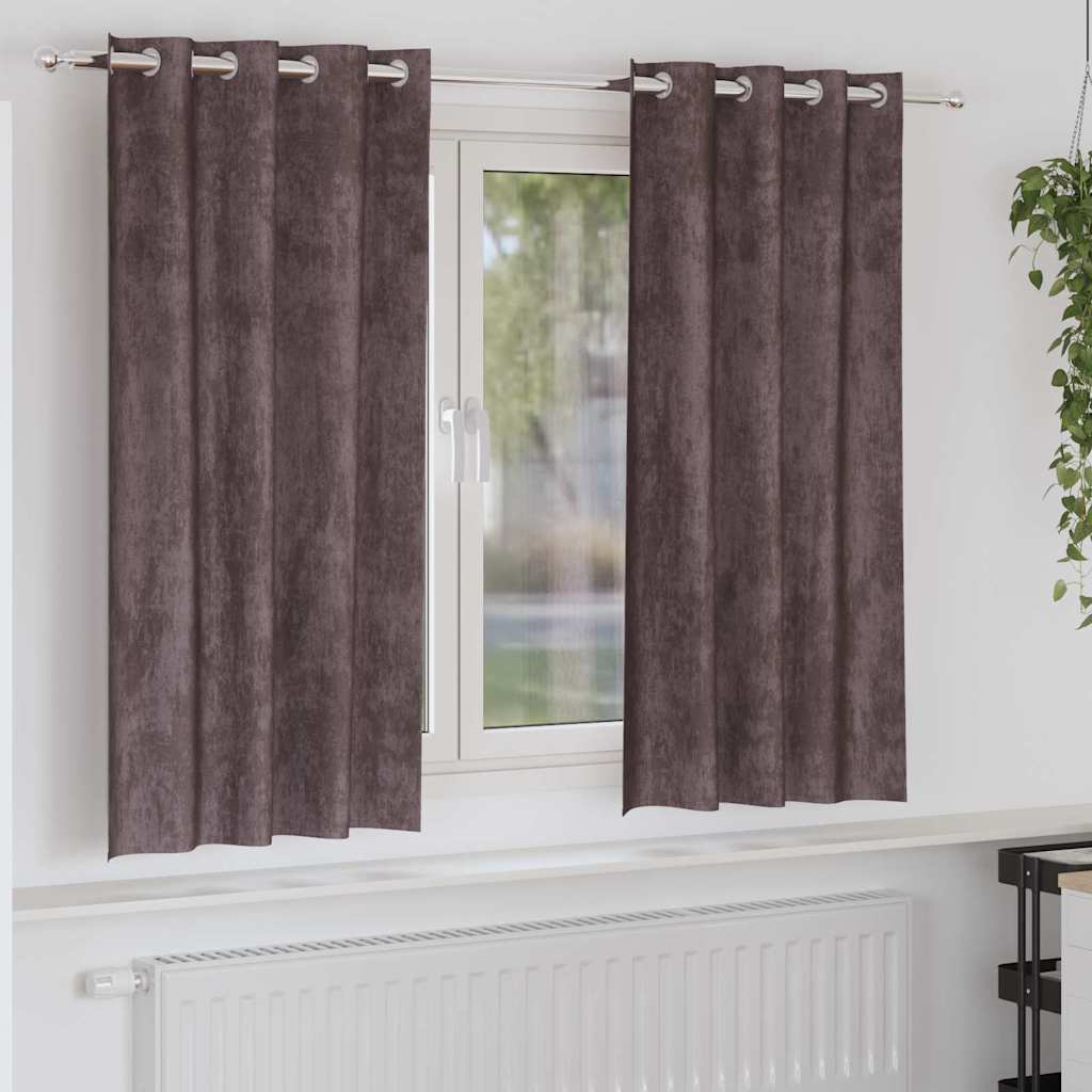JUNG Vida Samtvorhänge mit Vorhängen 2 pcs Braun 175 x 140 cm Samt
