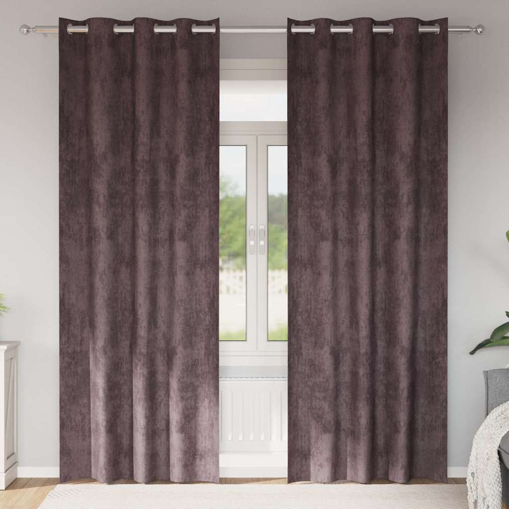 JUNG Vida Samtvorhänge mit Vorhängen 2 pcs Braun 225 x 140 cm Samt