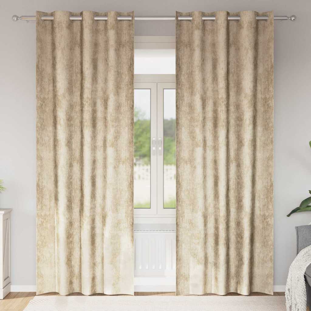 JUNG Vida Samtvorhänge mit Vorhängen 2 pcs Creme 260 x 140 cm Samt