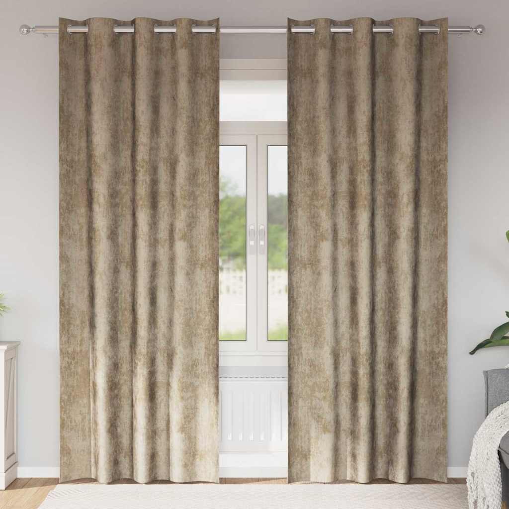 JUNG Vida Samtvorhänge mit Vorhängen 2 pcs Champagner 260 x 140 cm Samt