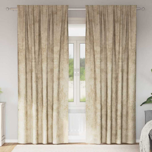 JUNG Vida Samtvorhänge mit Vorhängen 2 pcs Creme 225 x 140 cm Samt