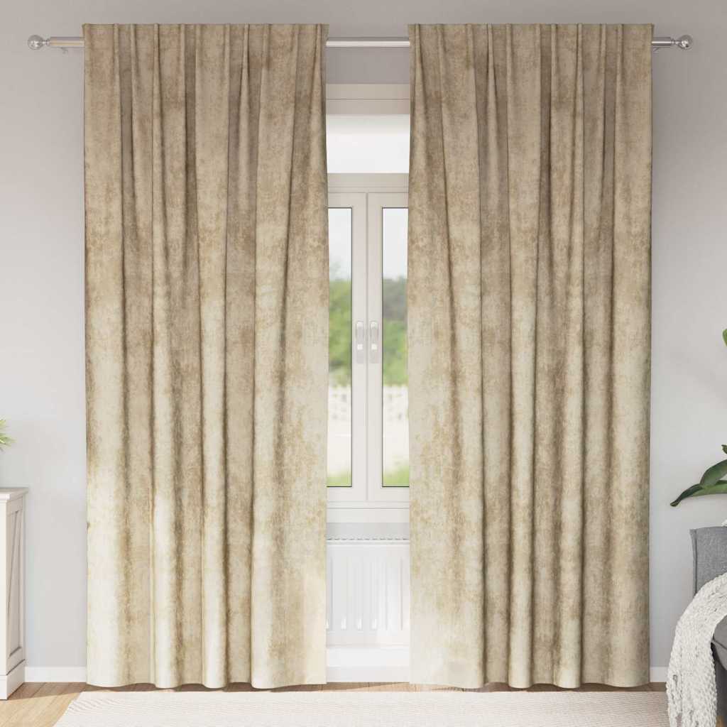 JUNG Vida Samtvorhänge mit Vorhängen 2 pcs Creme 245 x 140 cm Samt