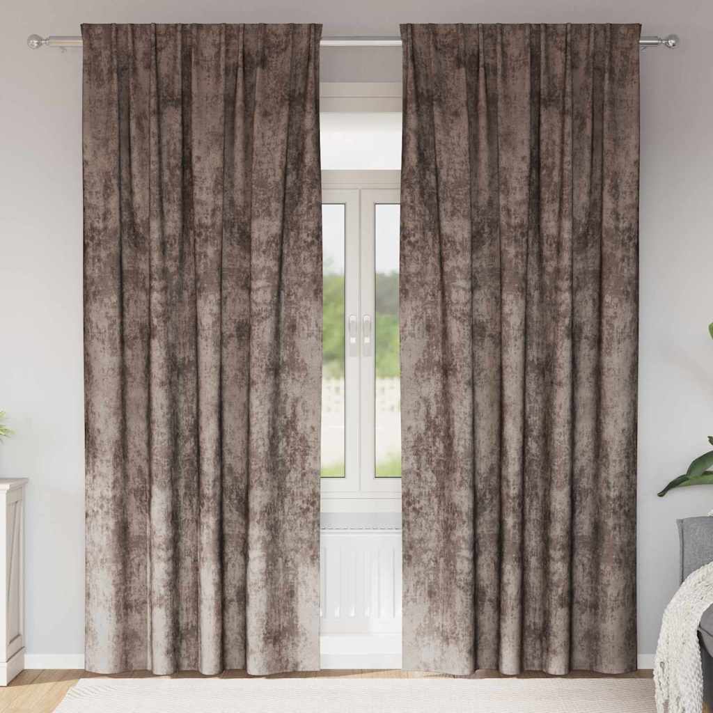 JUNG Vida Samtvorhänge mit Vorhängen 2 pcs Cappuccino 225 x 140 cm Samt