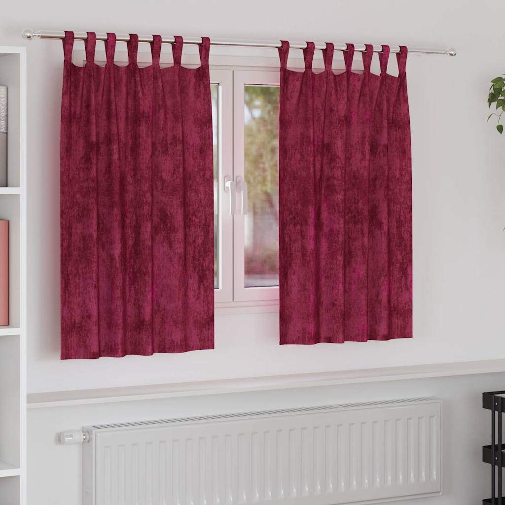 JUNG Vida Samtvorhänge mit Vorhängen 2 pcs Weinrot 140 x 140 cm Samt
