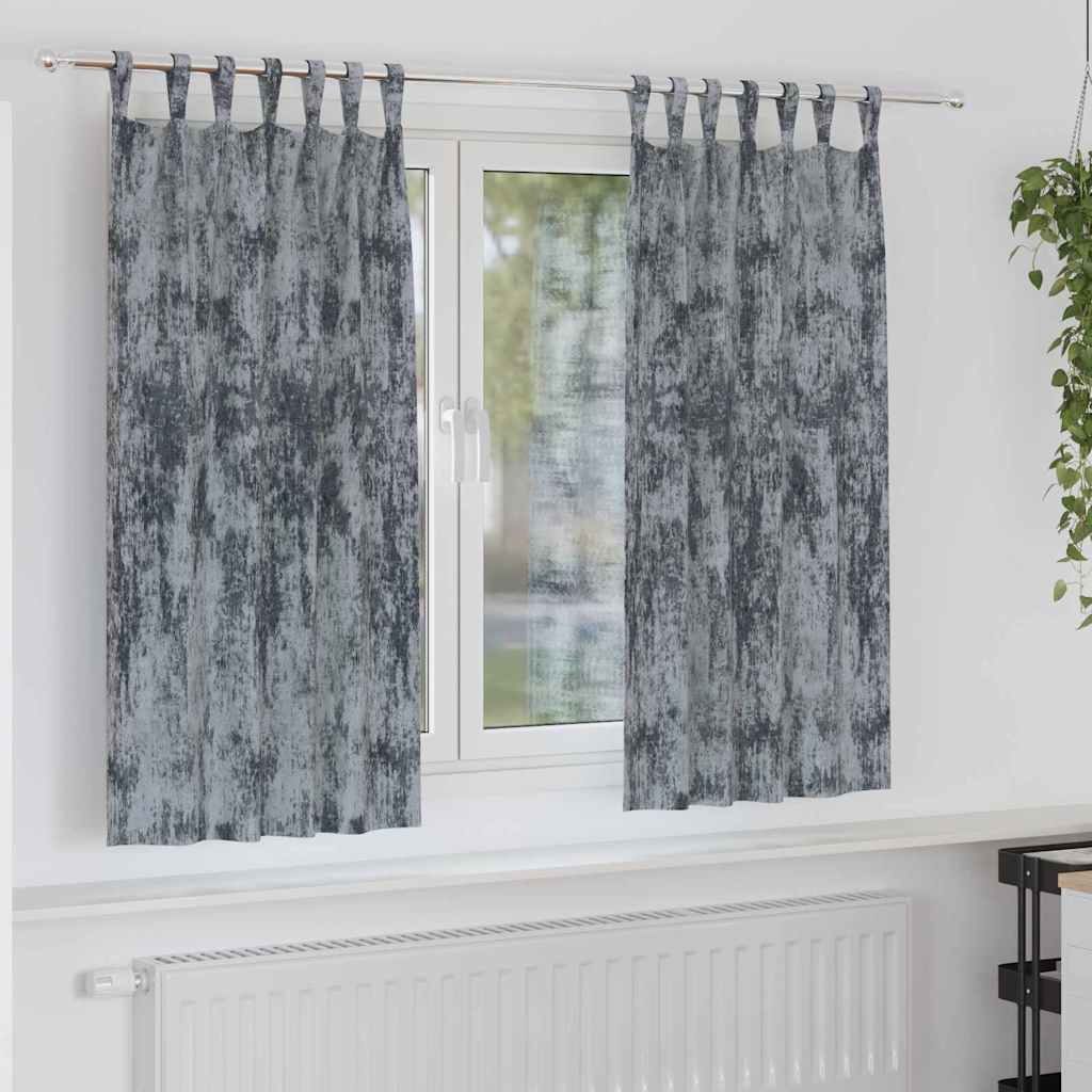 JUNG Vida Samtvorhänge mit Vorhängen 2 pcs Silber Grau 175 x 140 cm Samt