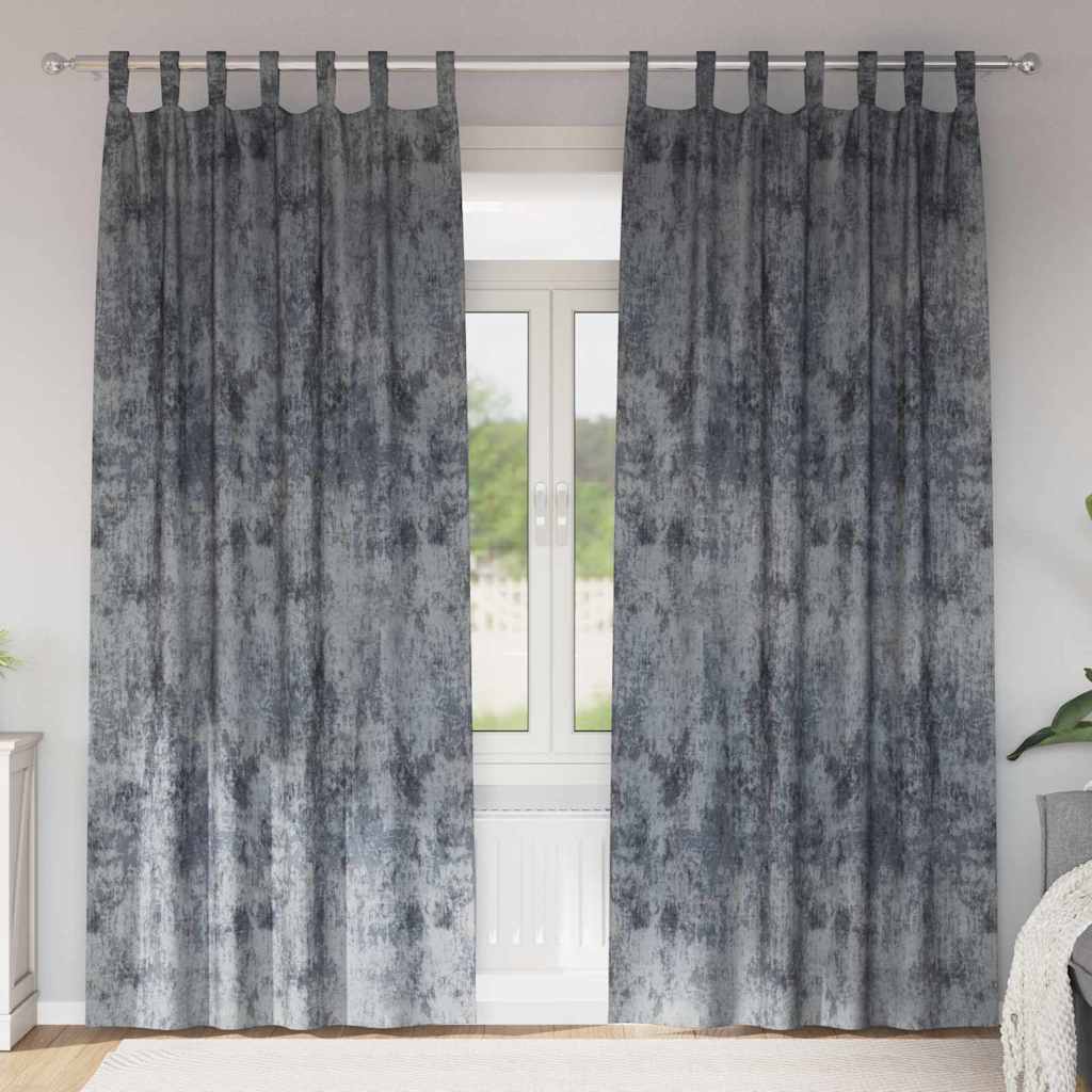 JUNG Vida Samtvorhänge mit Vorhängen 2 pcs Silber Grau 245 x 140 cm Samt