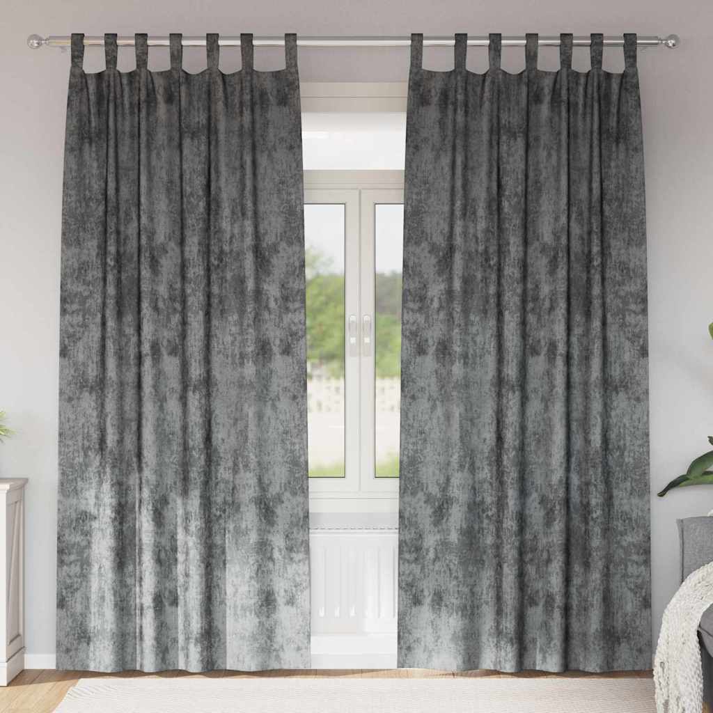 JUNG Vida Samtvorhänge mit Vorhängen 2 pcs Grau 260 x 140 cm Samt